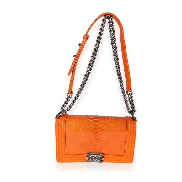 Chanel Orange Python Medium Boy Bag - Picture 4 of 8